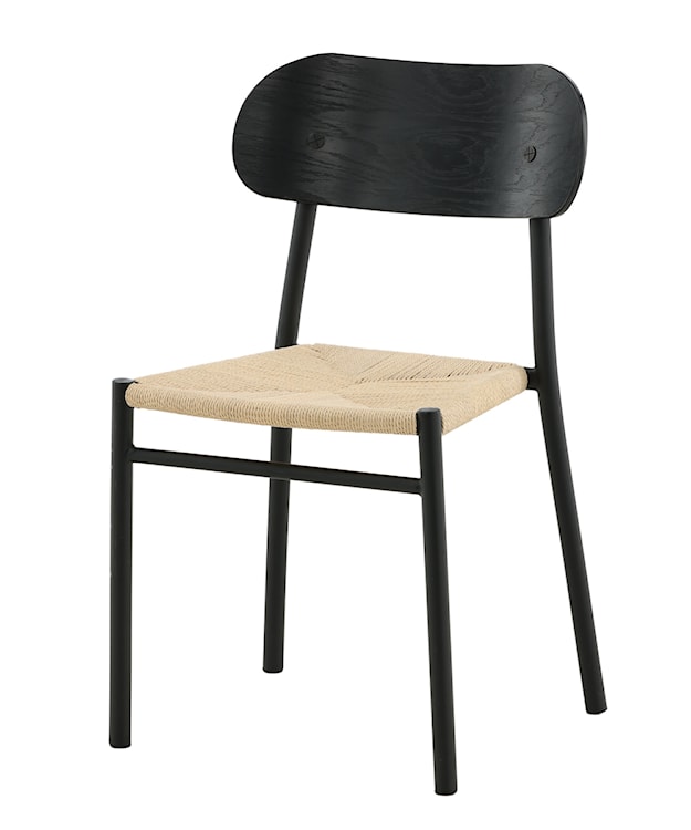 Krzesło drewniane Blimment plecione siedzisko beżowo/czarne