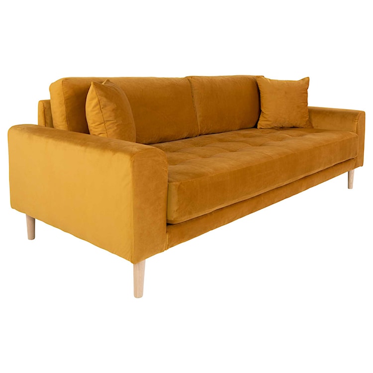 Sofa trzyosobowa Dagmarri 210 cm musztardowy welur  - zdjęcie 3