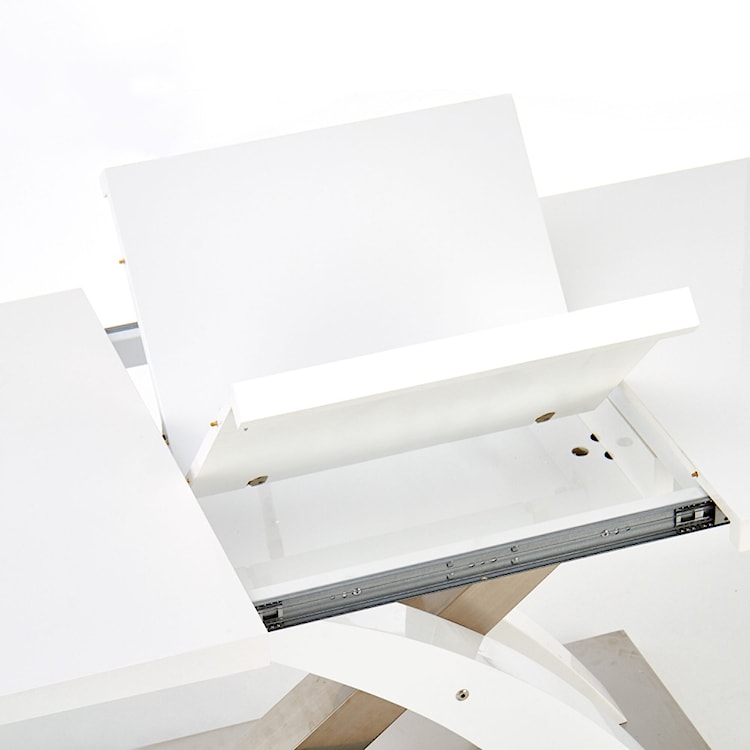 Stół rozkładany Reinosa 160-220x90 cm biały ze szklanym blatem  - zdjęcie 9