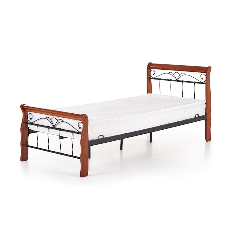 Łóżko metalowe Padma 90x200 cm na drewnianych nogach