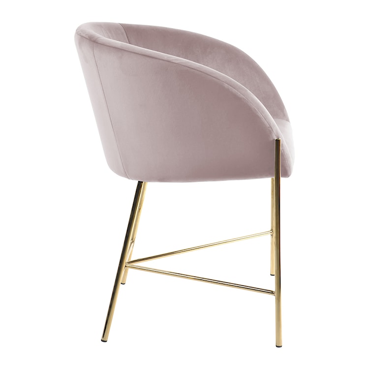 Krzesło tapicerowane Ribioc różowy welur na złotych nogach  - zdjęcie 3