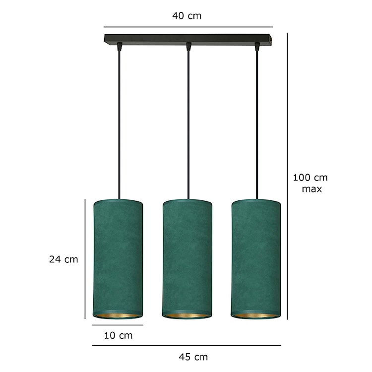 Lampa wisząca Bonett x3 50 cm zielona  - zdjęcie 7