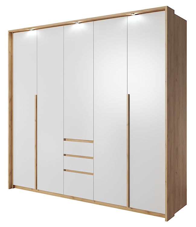 Szafa Grejs 230 cm harmonijkowa dąb craft złoty / biała  - zdjęcie 3