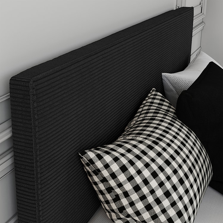 Łóżko tapicerowane 120x200 cm Campile z pojemnikiem czarne sztruks  - zdjęcie 5