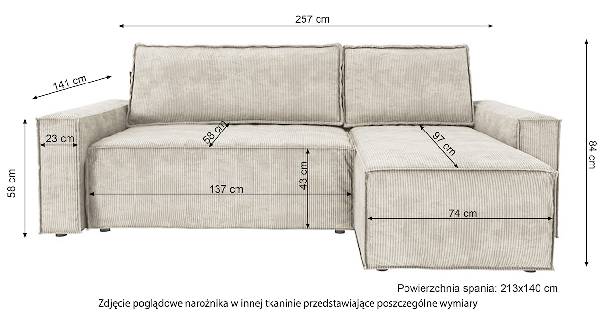 Narożnik z funkcją spania Copertino L-kształtny z pojemnikiem uniwersalny granatowy welur hydrofobowy  - zdjęcie 4