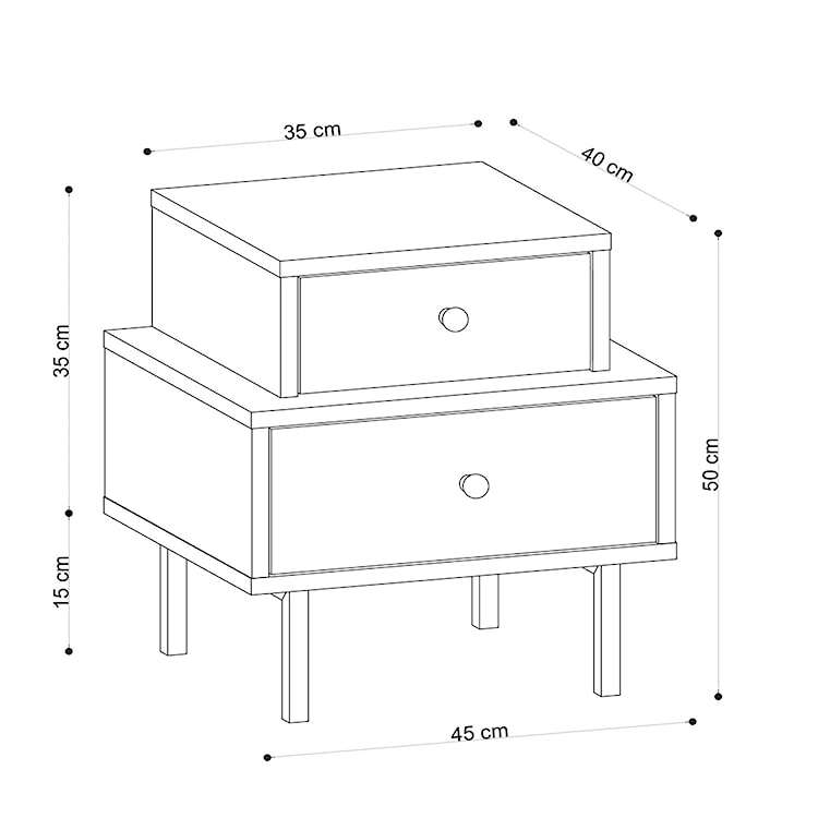 Szafka nocna Narlie z dwoma szufladami dąb  - zdjęcie 4