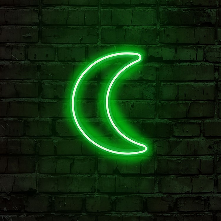 Neon na ścianę Letely w kształcie księżyca zielony  - zdjęcie 2