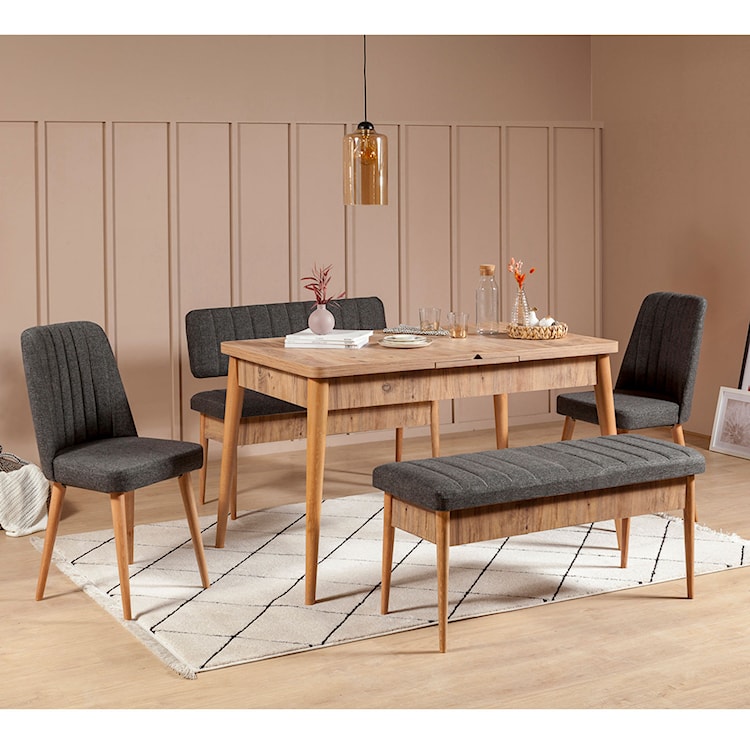 Stół z krzesłami Elioused x5 sosna/antracyt  - zdjęcie 2