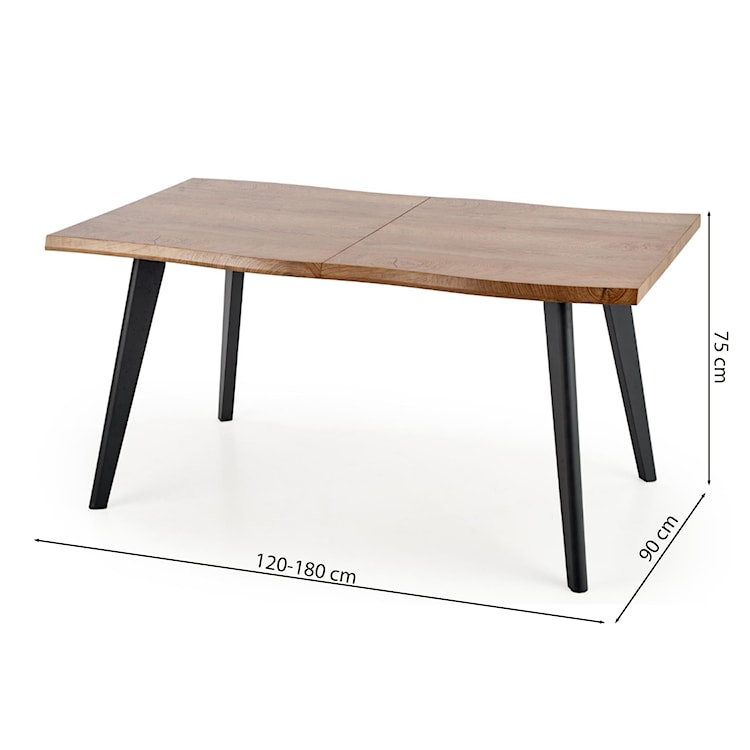 Stół rozkładany Diggory 120-180x80 cm dąb naturalny/czarny  - zdjęcie 15