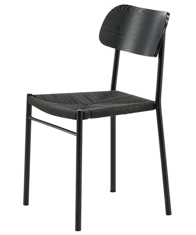 Krzesło drewniane Blimment plecione siedzisko czarne  - zdjęcie 4
