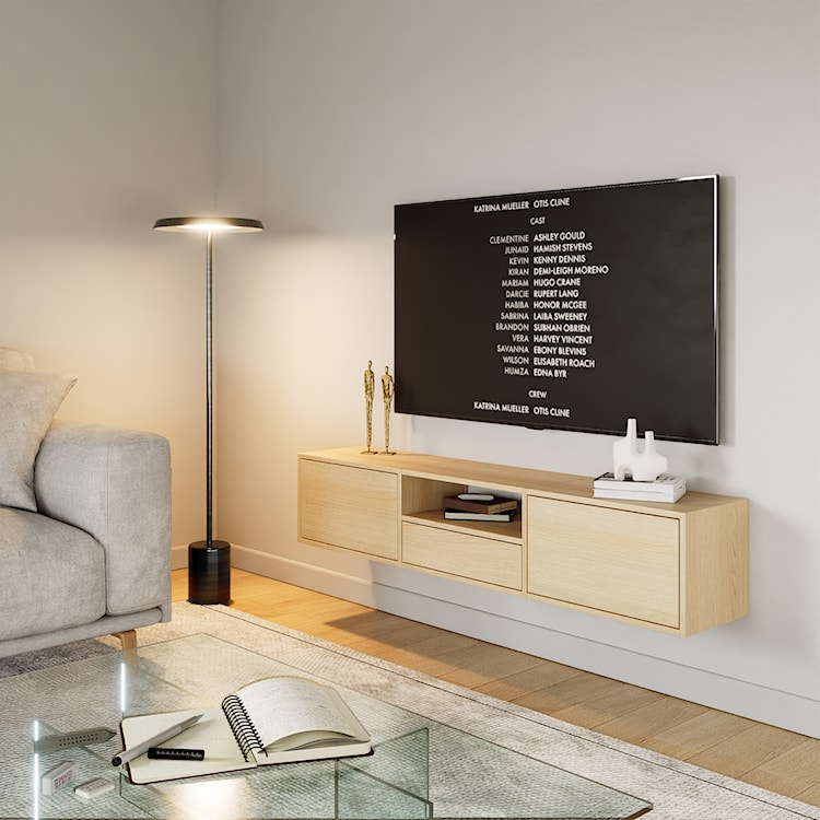 Szafka RTV Framme wisząca z trzema klapami i wnęką 150 cm dąb lindberg  - zdjęcie 2