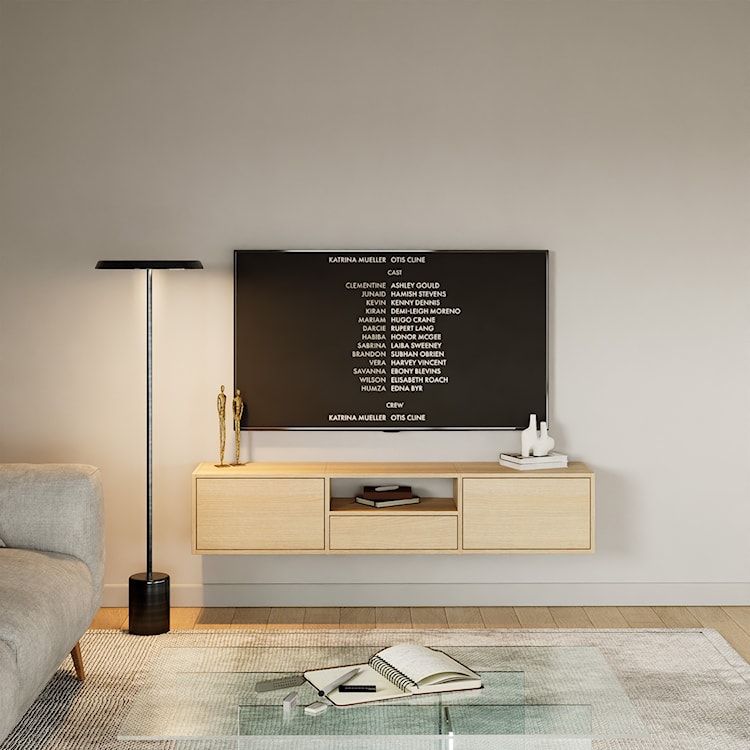 Szafka RTV Framme wisząca z trzema klapami i wnęką 150 cm dąb lindberg  - zdjęcie 3