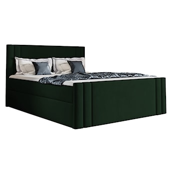 Łóżko kontynentalne Dulmo 180x200 z dwoma pojemnikami, materacem i topperem zielone hydrofobowe