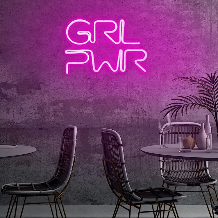 Neon na ścianę Letely z napisem Girl Power różowy  - zdjęcie 4