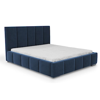 Łóżko tapicerowane 140x200 cm Bodera z pojemnikiem niebieskie w tkaninie hydrofobowej