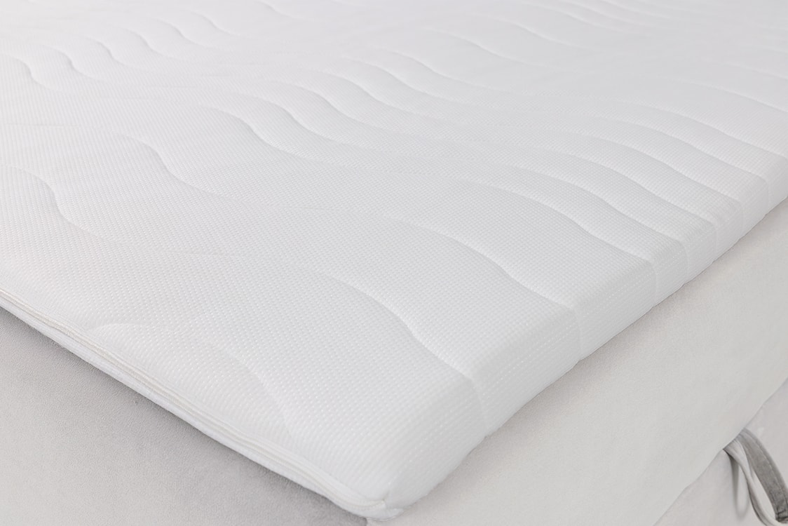 Łóżko kontynentalne 140x200 cm Daissy z pojemnikami i topperem jasnobeżowe welur  - zdjęcie 5