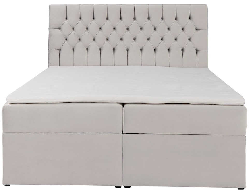 Łóżko kontynentalne 140x200 cm Daissy z pojemnikami i topperem jasnobeżowe welur  - zdjęcie 3