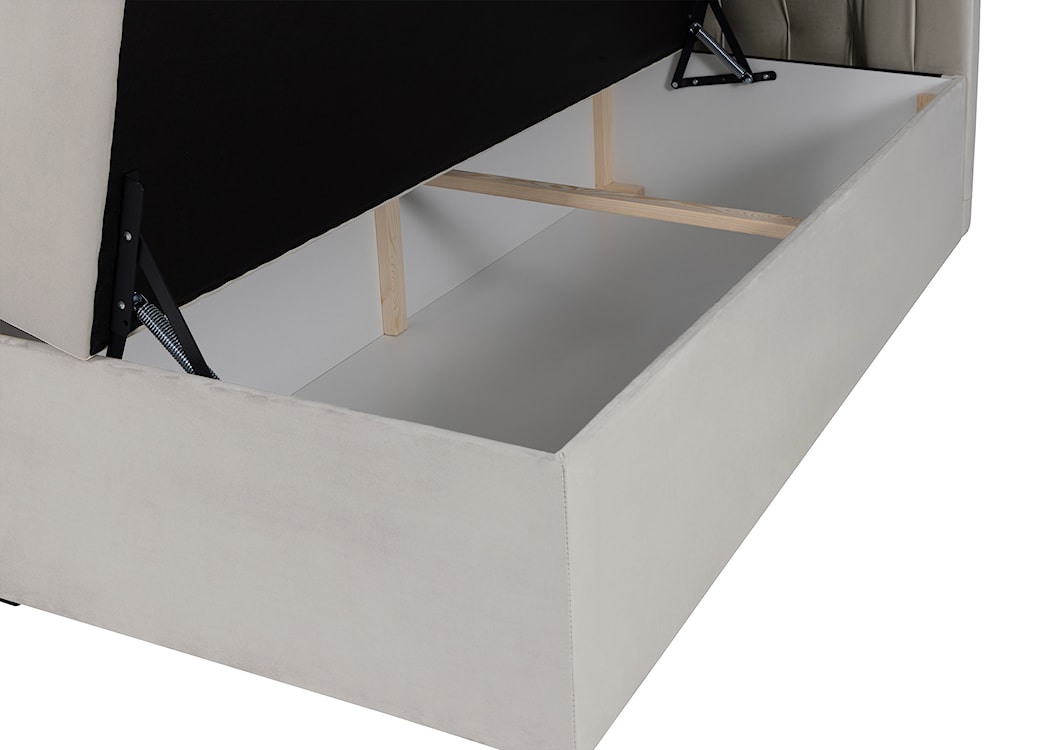 Łóżko kontynentalne 140x200 cm Daissy z pojemnikami i topperem jasnobeżowe welur  - zdjęcie 9