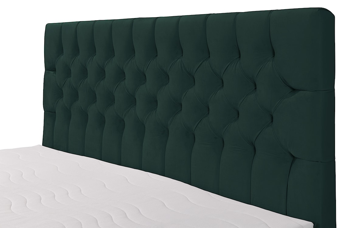 Łóżko kontynentalne 140x200 cm Daissy z pojemnikami i topperem butelkowa zieleń welur  - zdjęcie 4