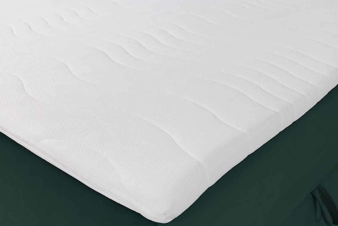 Łóżko kontynentalne 140x200 cm Daissy z pojemnikami i topperem butelkowa zieleń welur  - zdjęcie 5