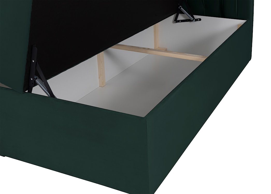 Łóżko kontynentalne 140x200 cm Daissy z pojemnikami i topperem butelkowa zieleń welur  - zdjęcie 9