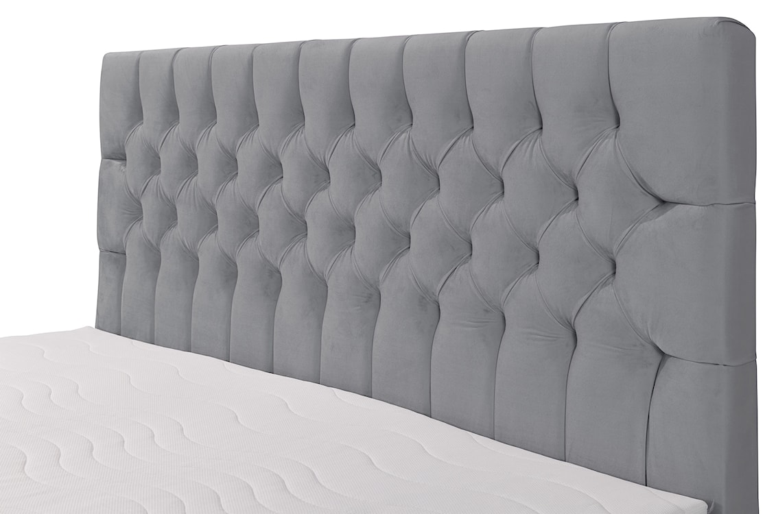 Łóżko kontynentalne 140x200 cm Daissy z pojemnikami i topperem szare welur  - zdjęcie 4