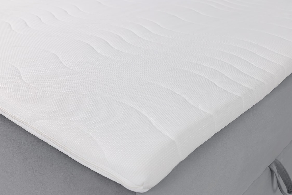 Łóżko kontynentalne 140x200 cm Daissy z pojemnikami i topperem szare welur  - zdjęcie 5