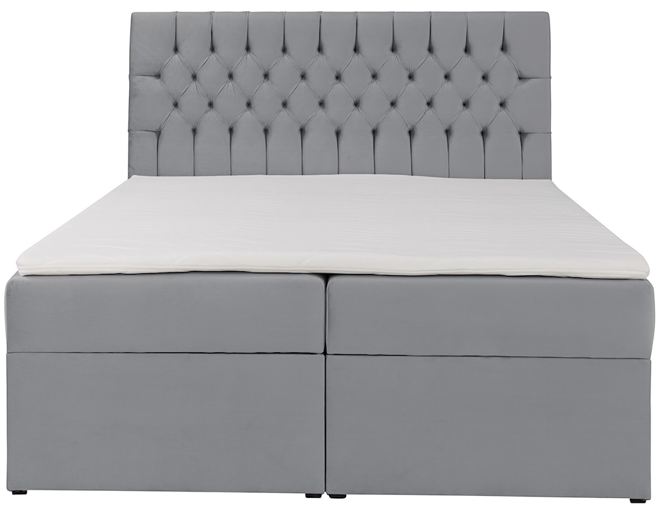 Łóżko kontynentalne 140x200 cm Daissy z pojemnikami i topperem szare welur  - zdjęcie 3