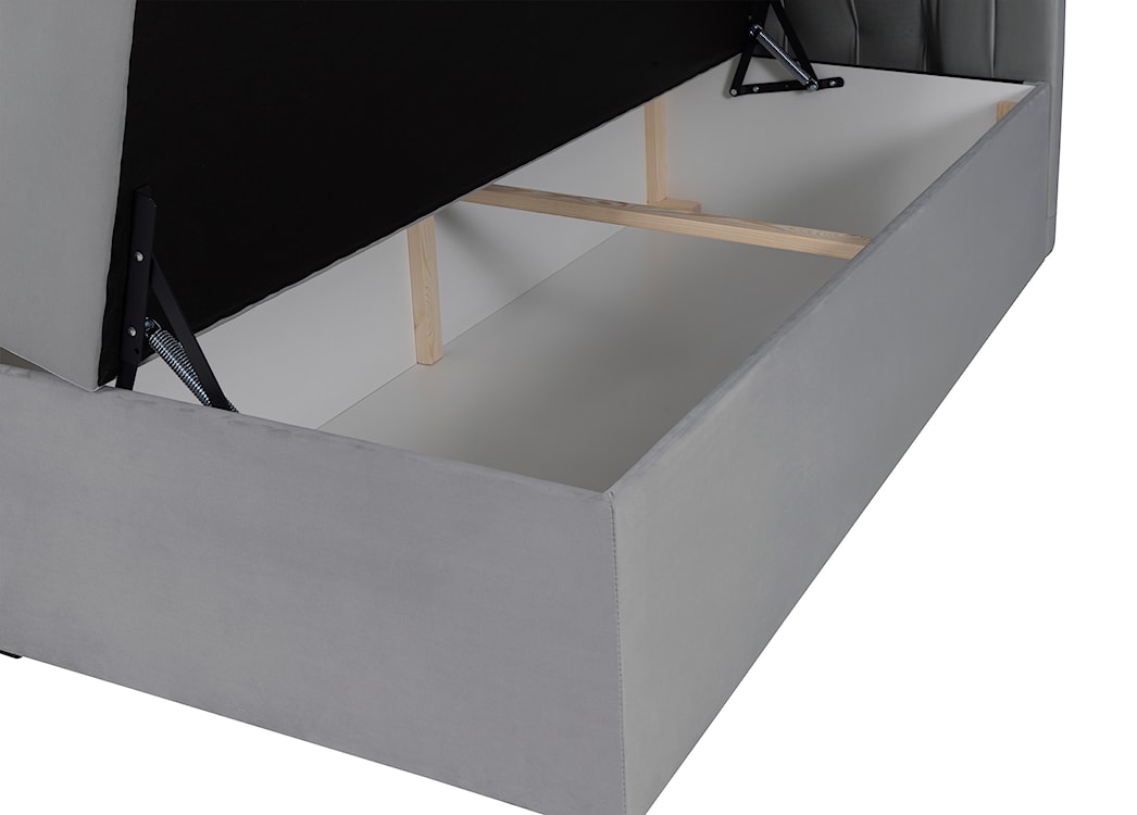 Łóżko kontynentalne 140x200 cm Daissy z pojemnikami i topperem szare welur  - zdjęcie 9