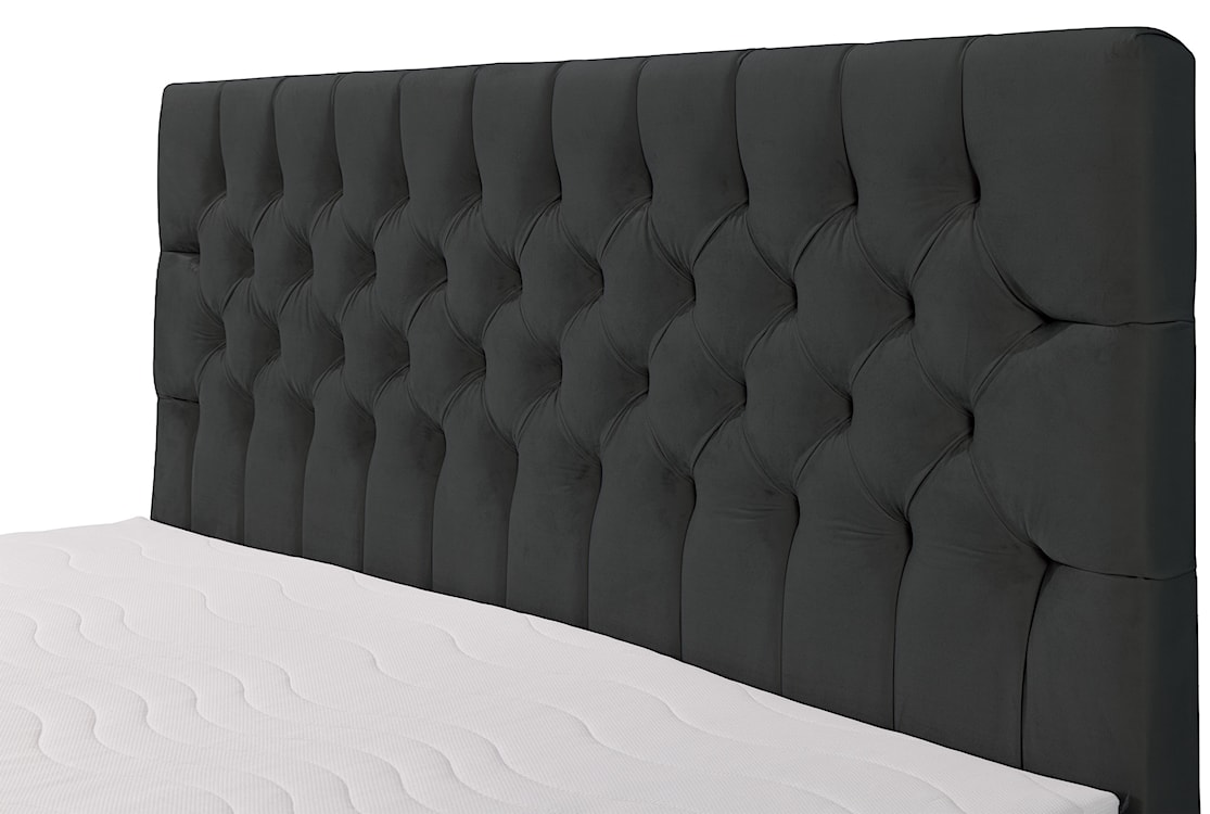 Łóżko kontynentalne 140x200 cm Daissy z pojemnikami i topperem ciemnoszare welur  - zdjęcie 4