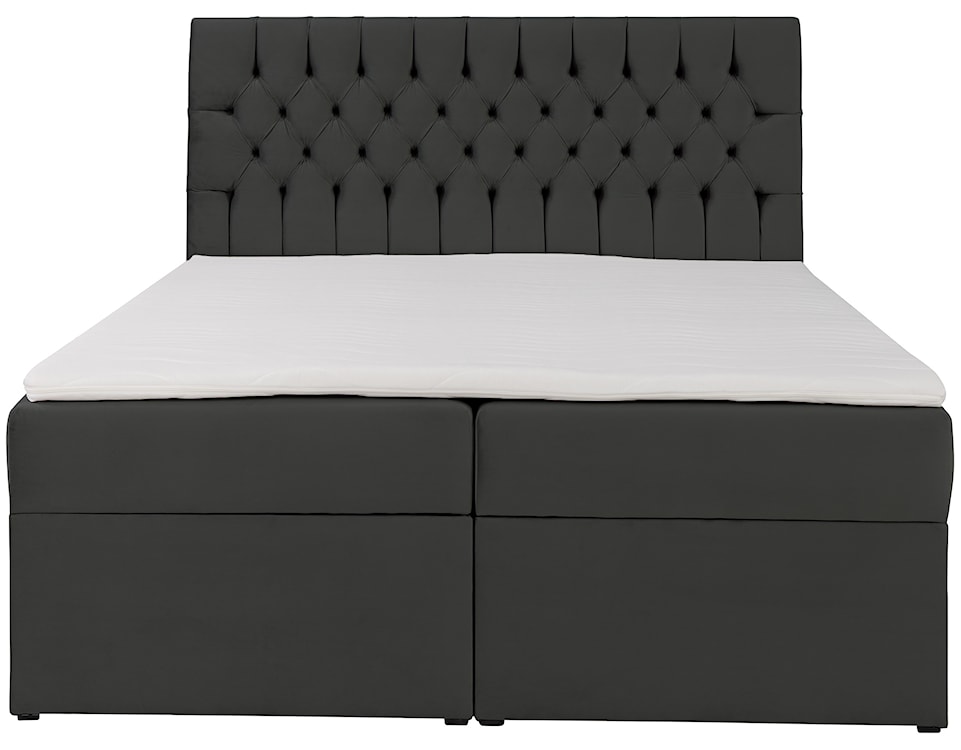 Łóżko kontynentalne 140x200 cm Daissy z pojemnikami i topperem ciemnoszare welur  - zdjęcie 3