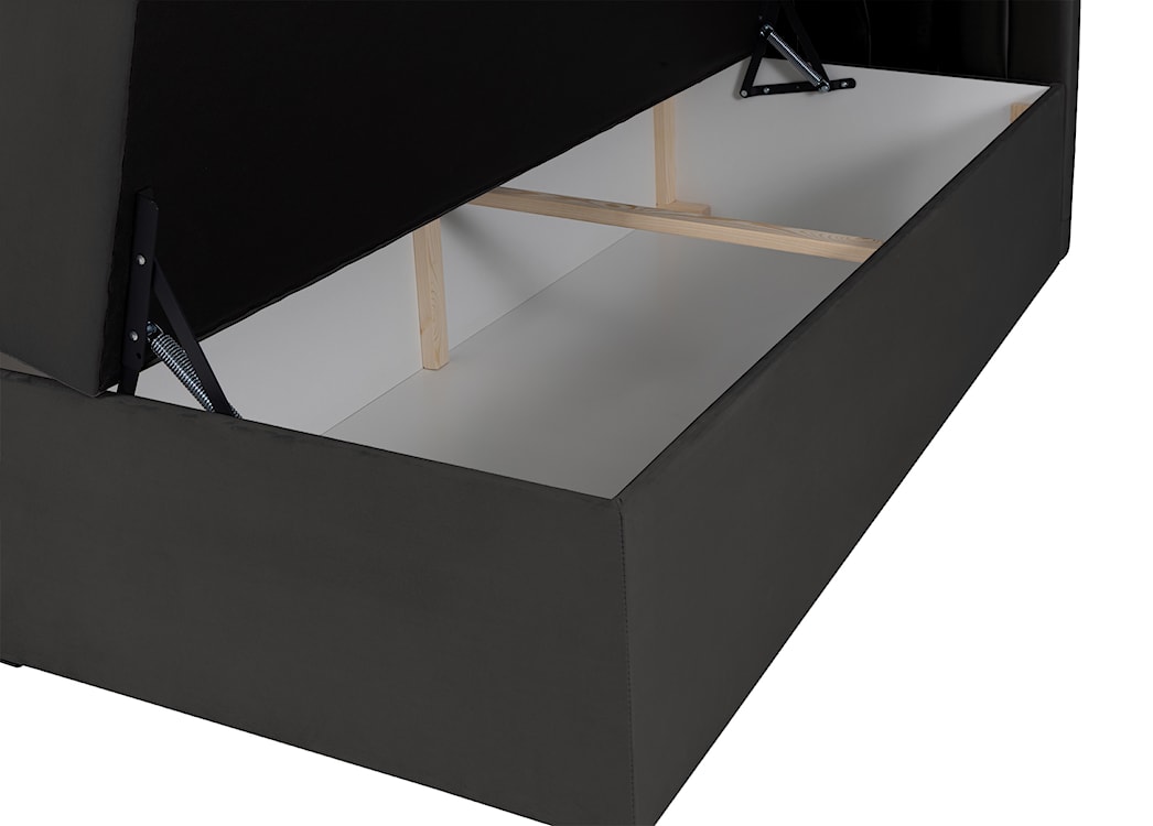 Łóżko kontynentalne 140x200 cm Daissy z pojemnikami i topperem ciemnoszare welur  - zdjęcie 8