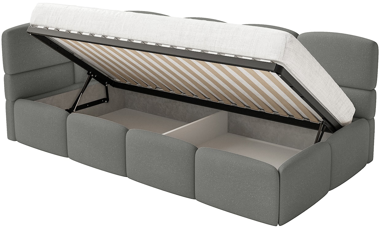 Łóżko młodzieżowe 90x200 cm Cloudy lewostronne z pojemnikiem ciemnoszare szenil  - zdjęcie 5