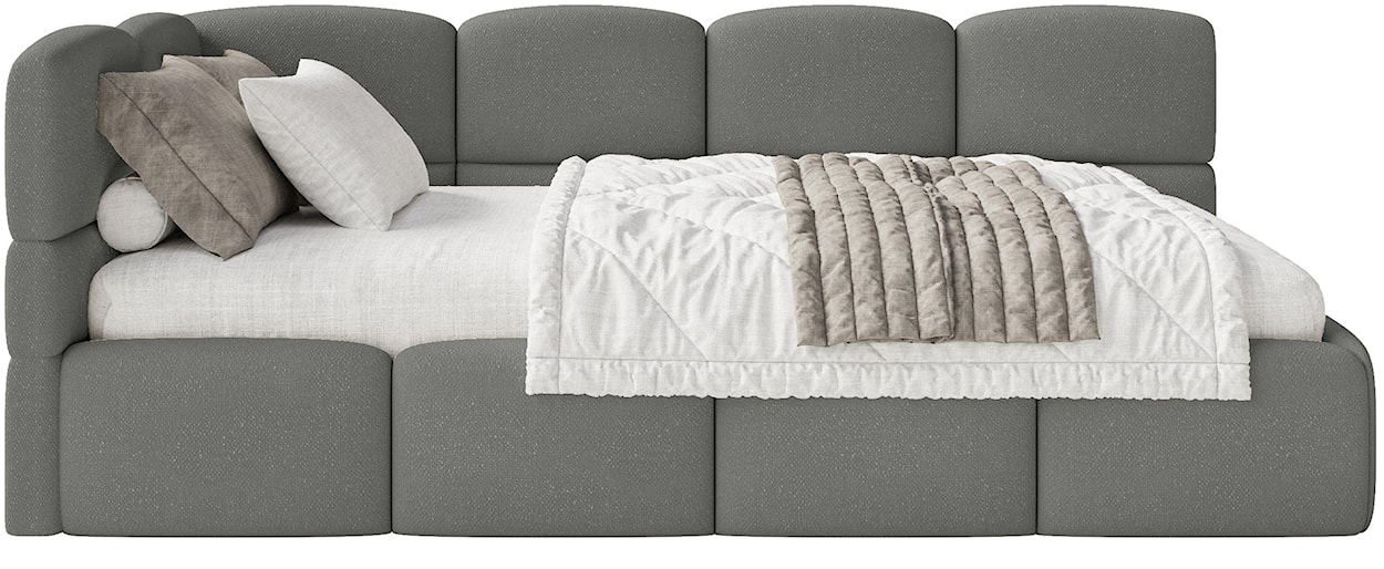 Łóżko młodzieżowe 90x200 cm Cloudy lewostronne z pojemnikiem ciemnoszare szenil  - zdjęcie 4