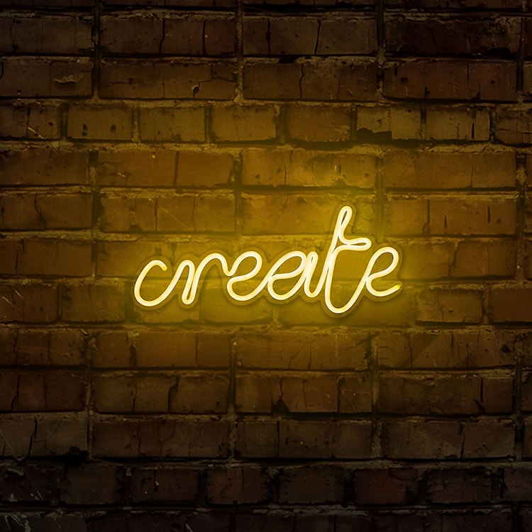 Neon na ścianę Letely z napisem Create żółty  - zdjęcie 2