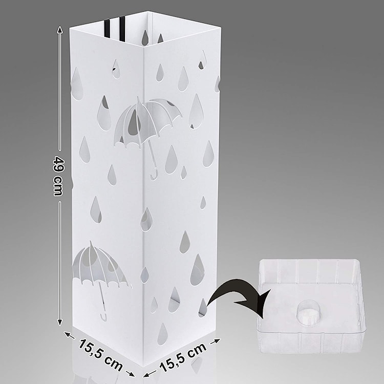 Stojak na parasole Rain metalowy biały na planie kwadratu  - zdjęcie 4