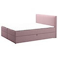 Łóżko kontynentalne 160x200 cm Argentera z pojemnikami różowa plecionka