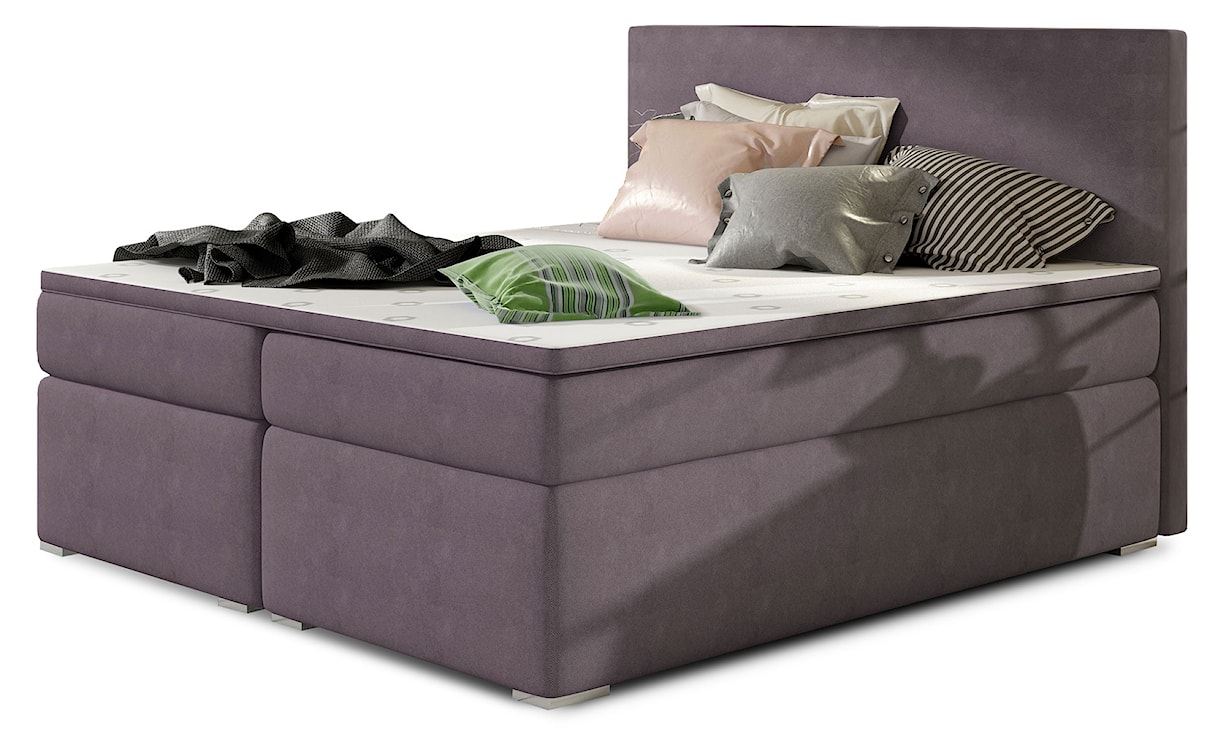 Łóżko kontynentalne Glimer 140x200 cm z pojemnikiem fioletowe welur