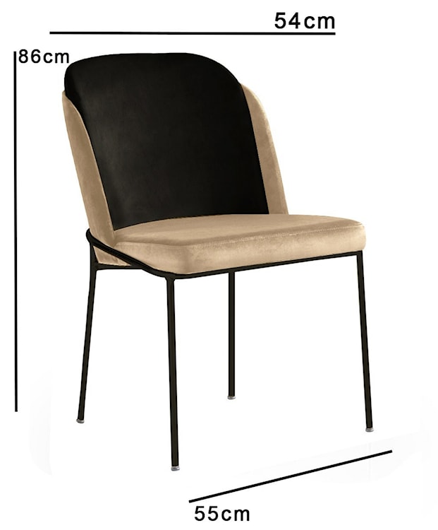 Krzesło tapicerowane Messipped beżowo/czarne  - zdjęcie 3