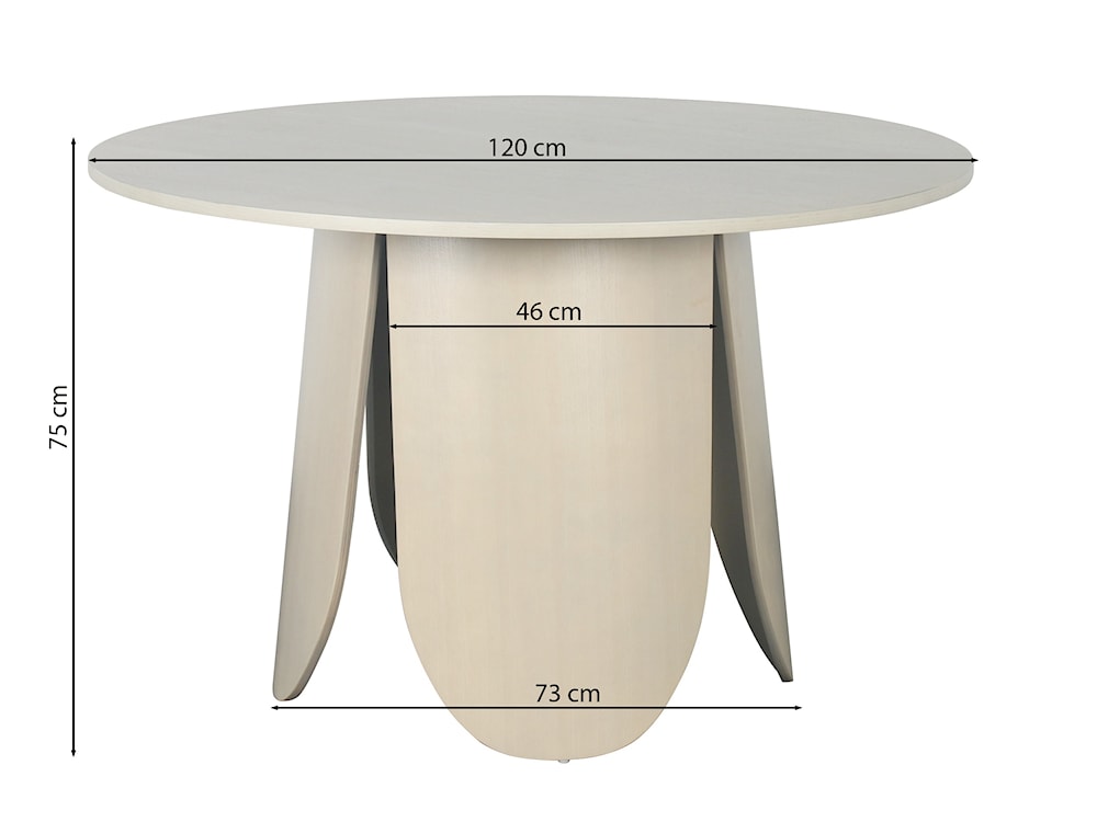 Stół do jadalni okrągły Vivially średnica 120 cm dąb bielony  - zdjęcie 4