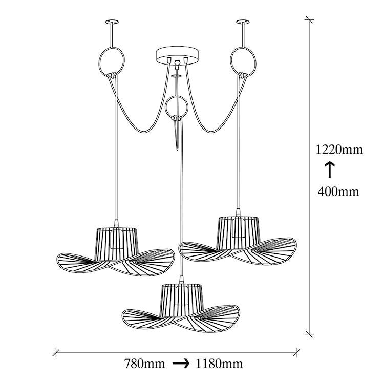Żyrandol Solanum x3 w kształcie kapelusza czarny  - zdjęcie 5