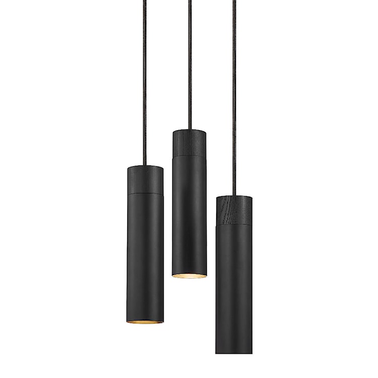 Lampa wisząca Tilo x3 czarna z drewnianym pierścieniem  - zdjęcie 4