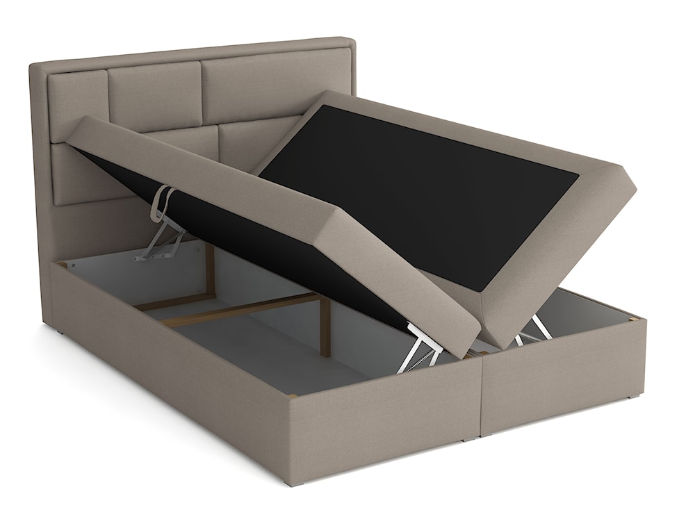 Łóżko kontynentalne 180x200 cm Nubero z pojemnikami i topperem jasnobrązowe plecionka hydrofobowe  - zdjęcie 3