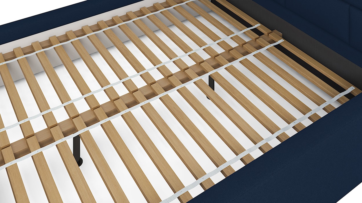 Łóżko tapicerowane 200x200 cm Nubero granatowe plecionka hydrofobowe  - zdjęcie 3