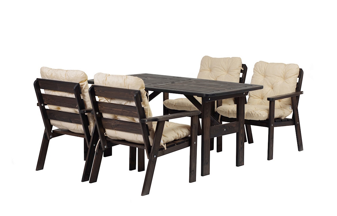 Zestaw mebli ogrodowych Avoints stół z 4 krzesłami szary i beżowymi poduszkami  - zdjęcie 2