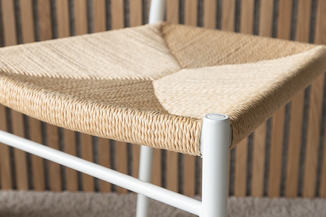 Krzesło drewniane Blimment plecione siedzisko beżowo/białe  - zdjęcie 3