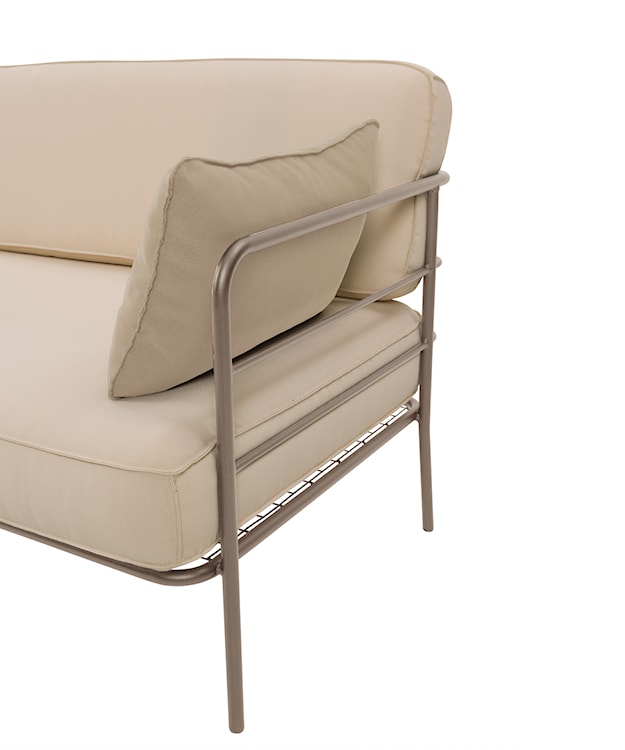 Sofa ogrodowa Preggel 116 cm w tkaninie hydrofobowej beżowa/ beżowy stelaż  - zdjęcie 2