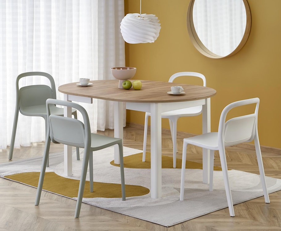 Stół rozkładany Nelloom 102-142x102 dąb craft/ biały  - zdjęcie 4