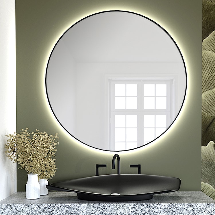 Lustro z podświetleniem led Bright Premium średnica 100 cm czarne/ neutralna barwa światła  - zdjęcie 3