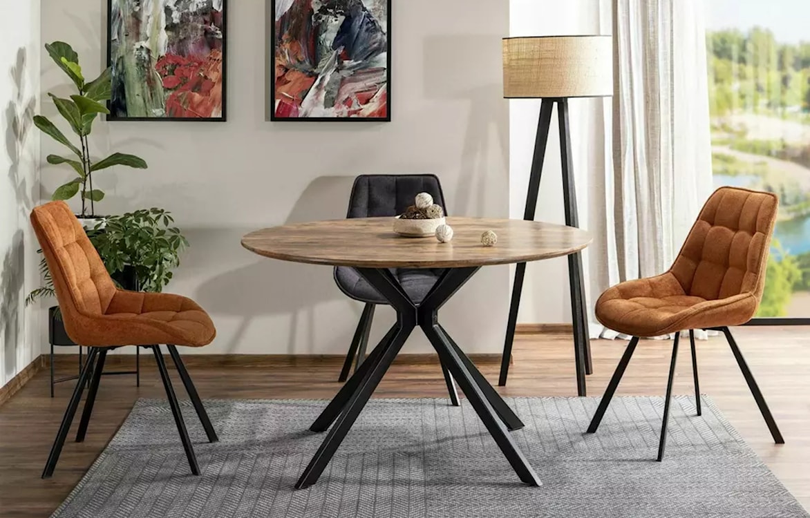 Stół do jadalni Aster okrągły średnica 120 cm orzech vintage  - zdjęcie 4